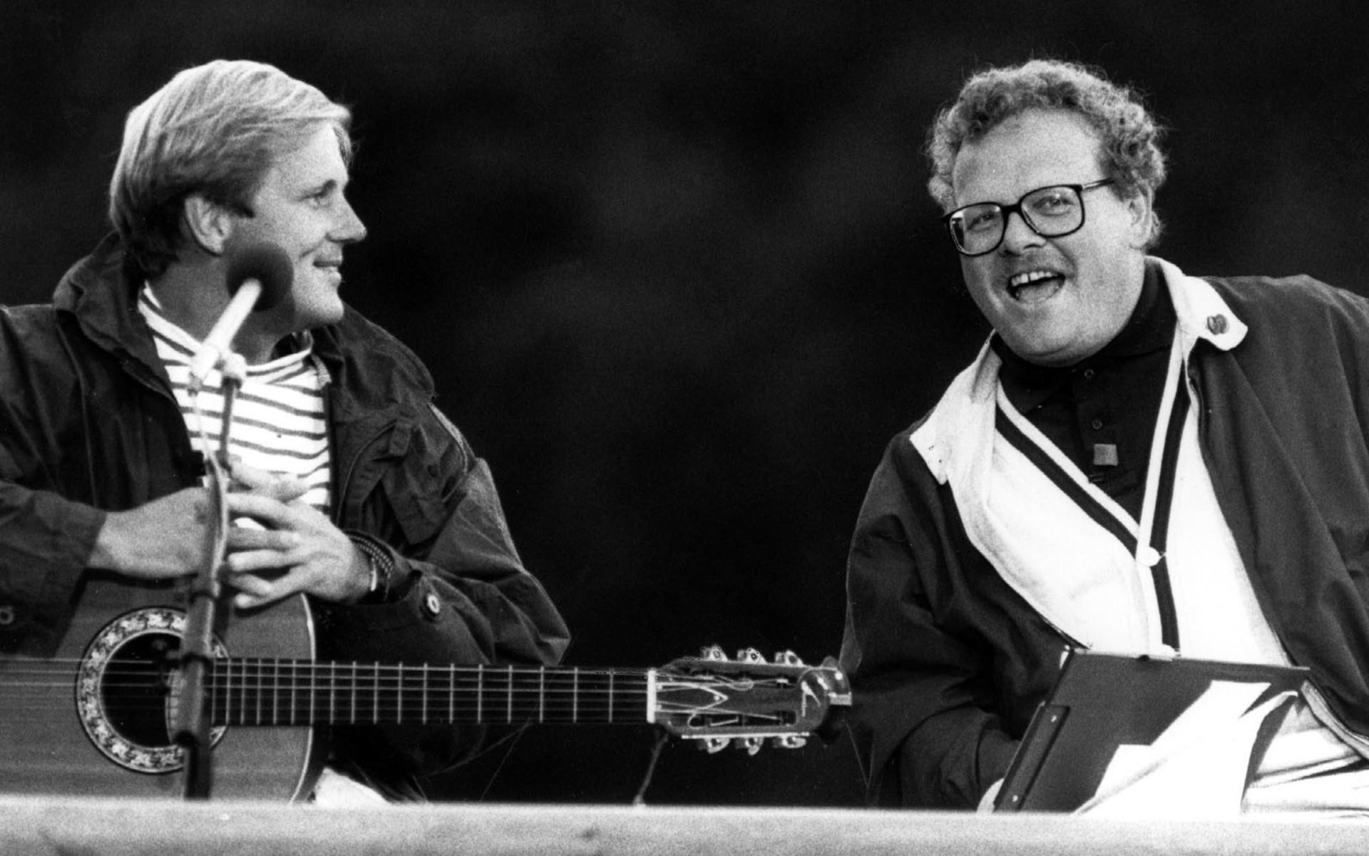 1988 Anders Eriksson, Galenskaparna och Hans Waldenström i tv-inspelning i Gamle Dal. 