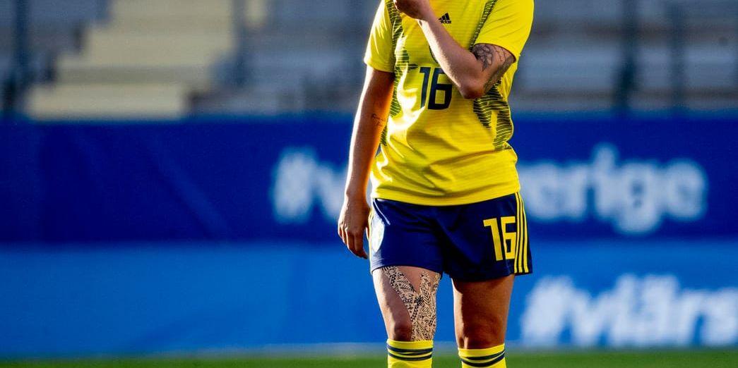 Julia Zigiotti Olme under fredagskvällens landskamp på Gamla Ullevi.