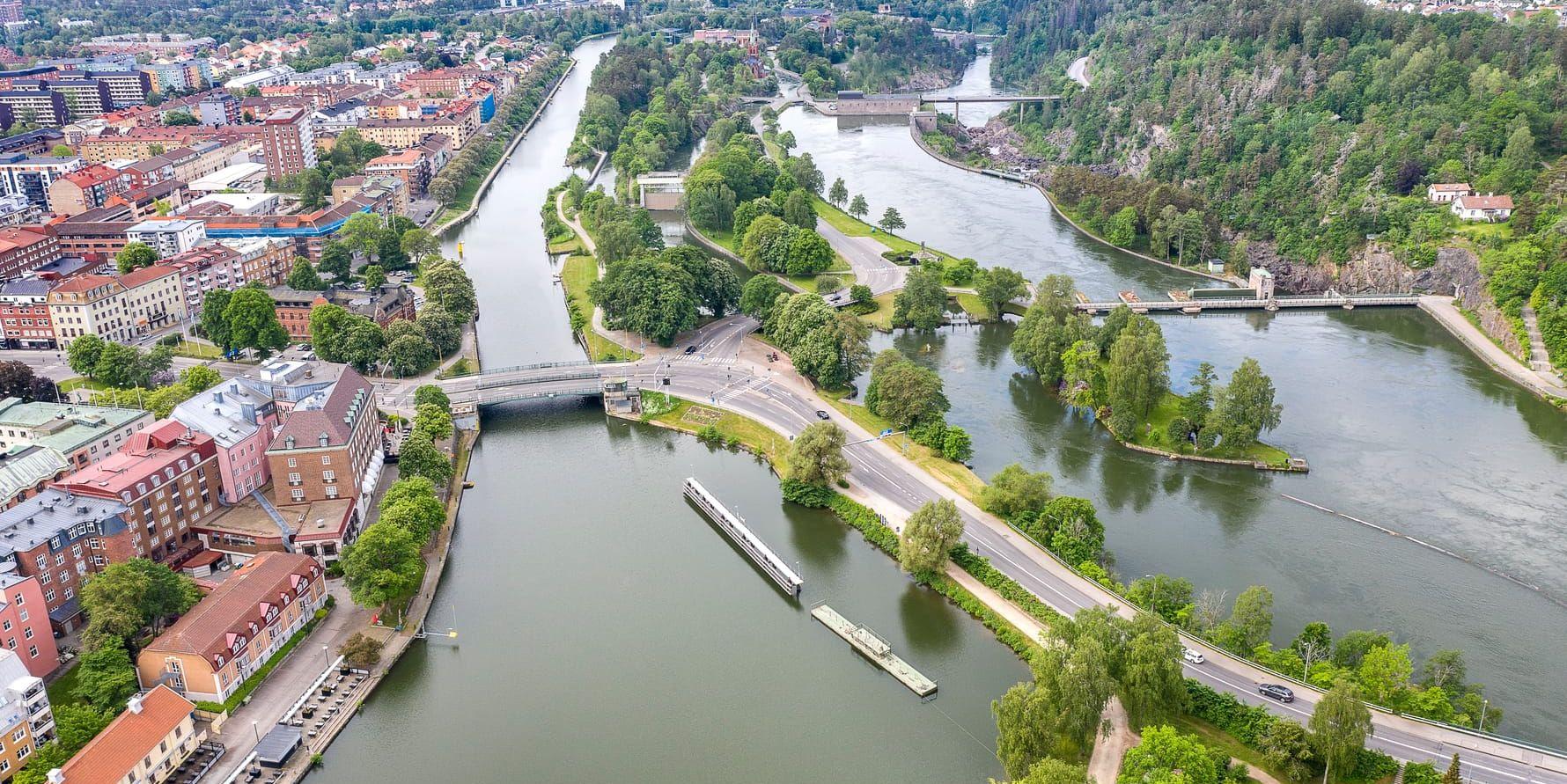 Trollhätte kanal , Strandgatan , älvrummet , Scandic Swania , klaffbron